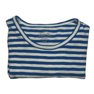 J.Crew Factory Blue & Ivory Striped Cotton Tee Shirt S